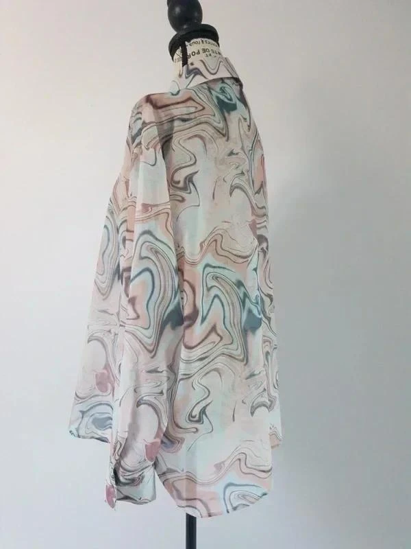 🌸 Turquoise & apricot fluid blouse – Bershka – Size M/L – Very good condition – photo 5